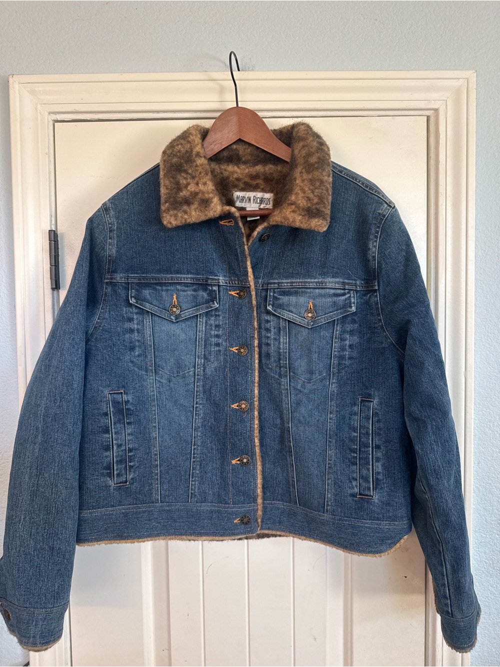 Vintage 80s 90s Marvin Richards Blue Denim Sherpa-Lined Jacket